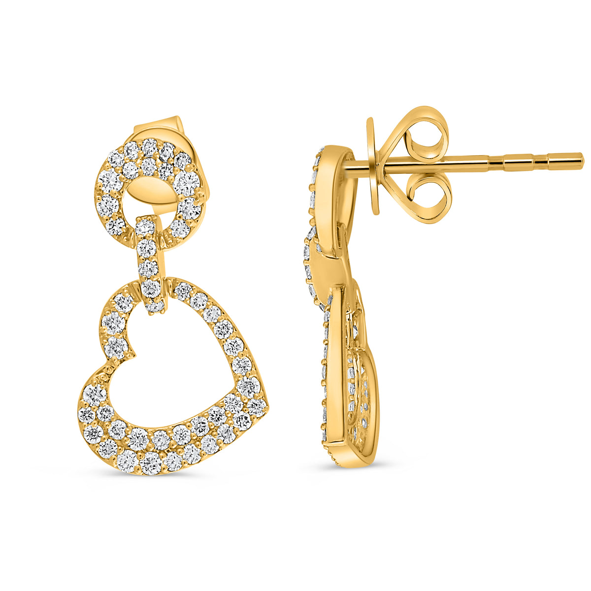 14K Yellow Gold Round Diamond Earrings
