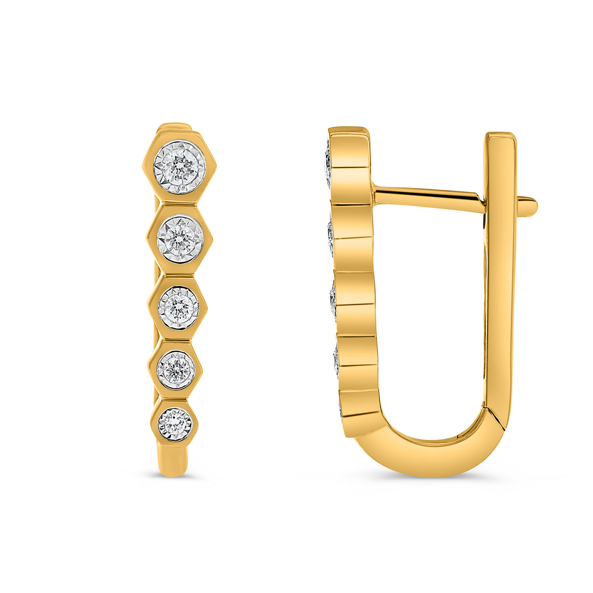 14K White & Yellow Gold Round Diamond Earrings