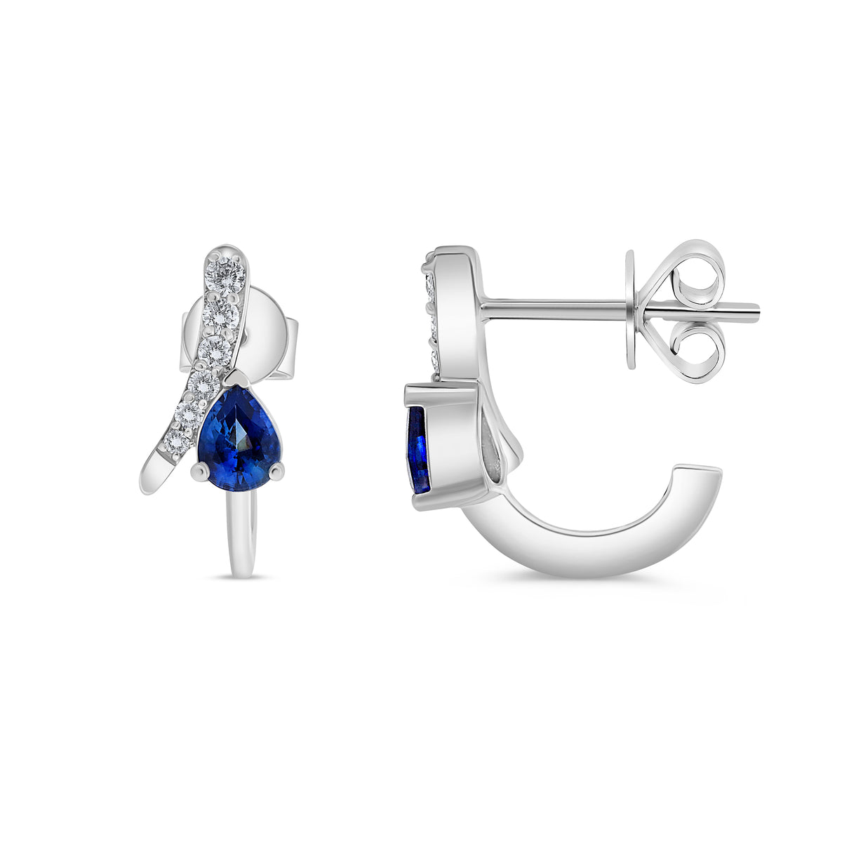 14K White Gold Pear Sapphire Earrings