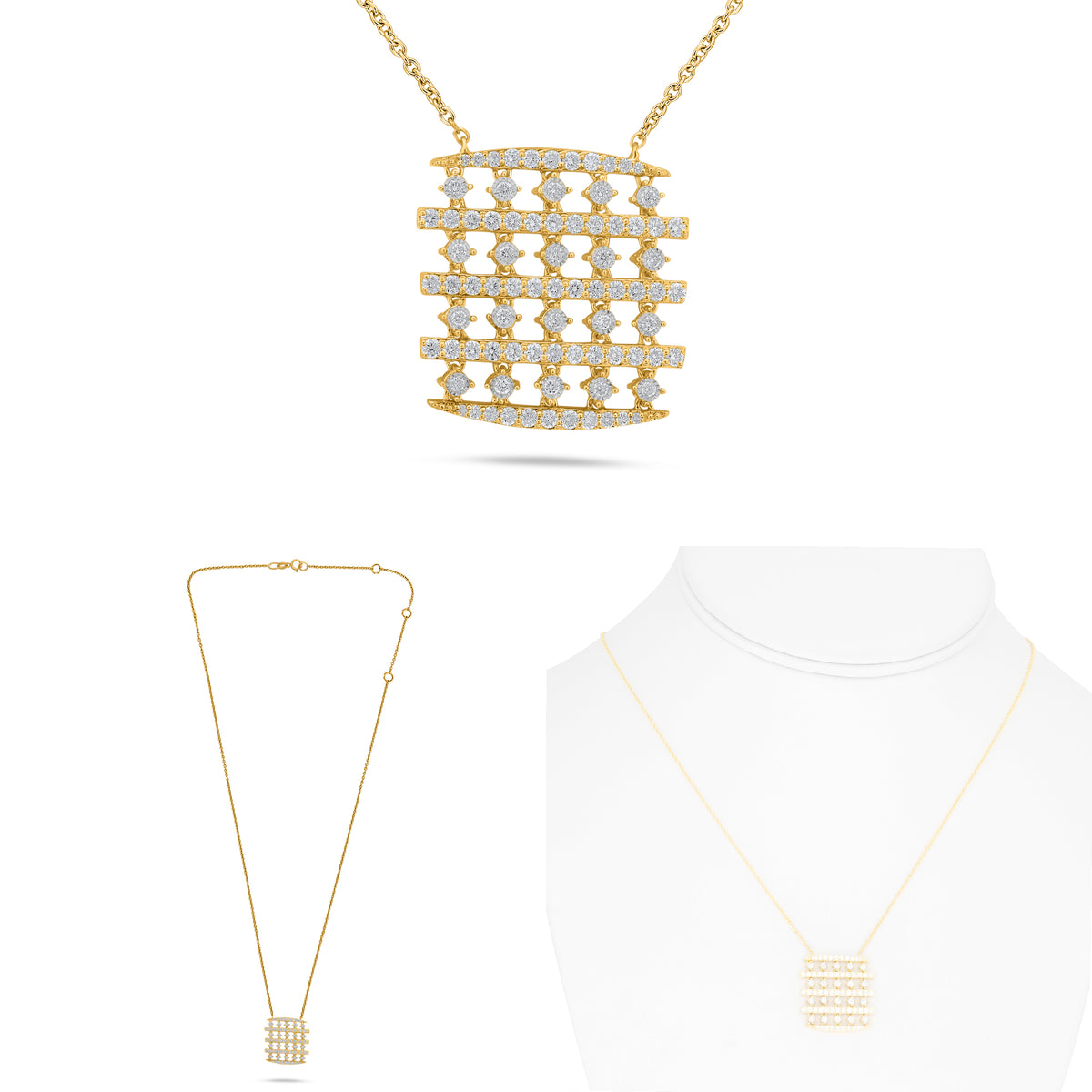 14K White & Yellow Gold Round Diamond Necklace