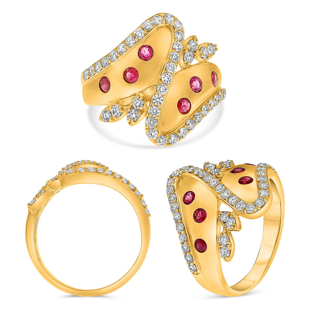14K Yellow Gold Round Ruby Ring