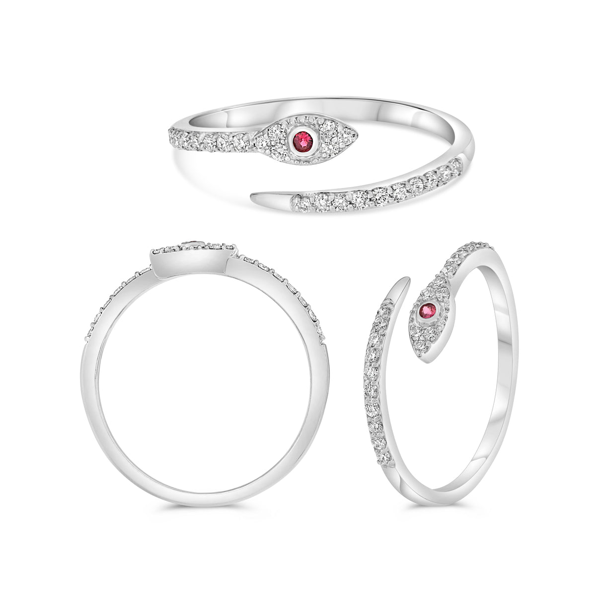 14K White Gold Round Ruby Ring