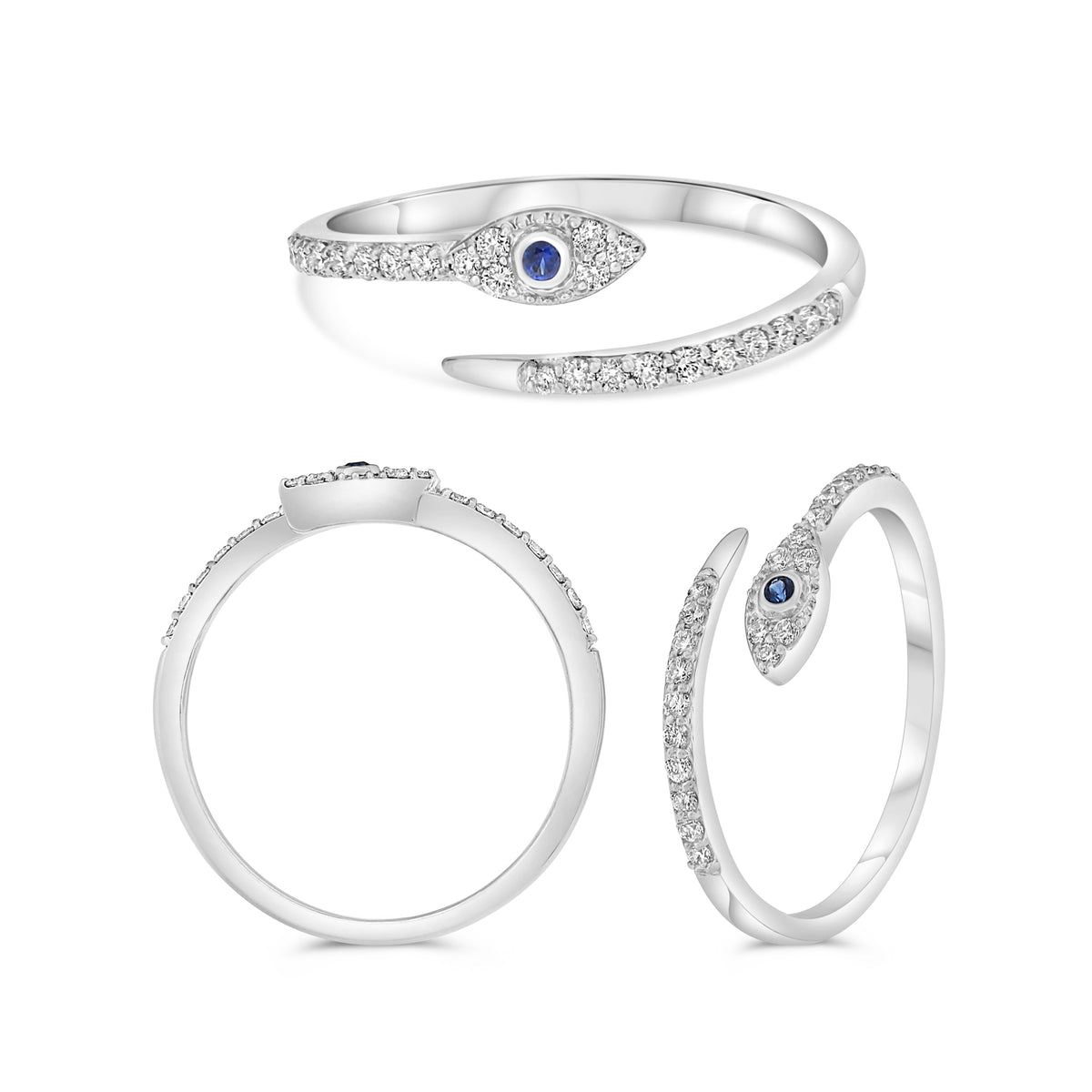14K White Gold Round Sapphire Ring