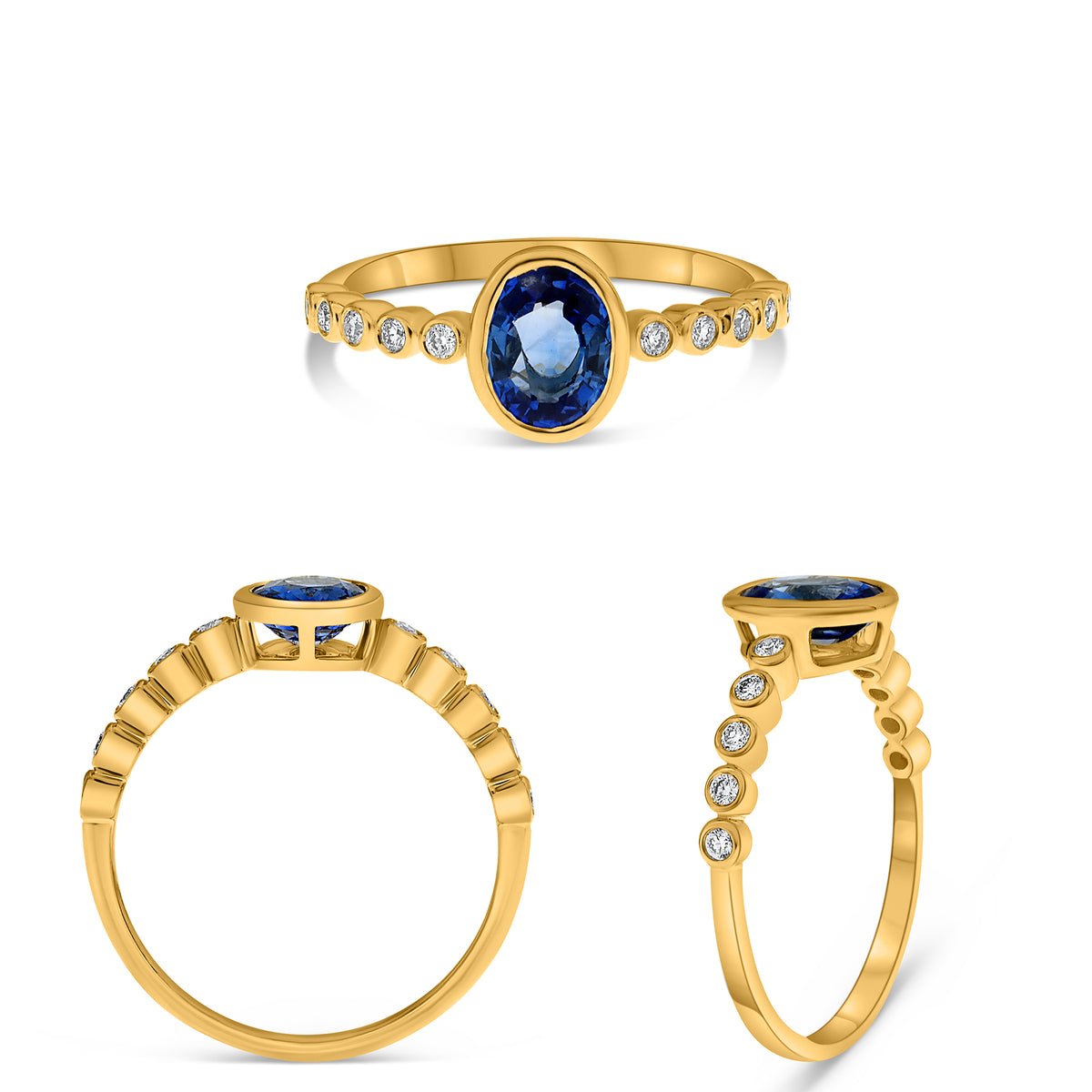 14K Yellow Gold Oval Sapphire Ring