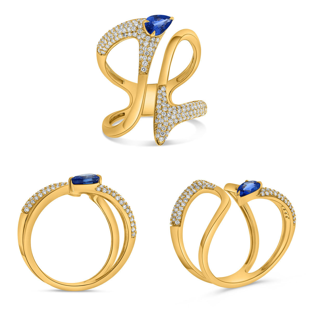 14K Yellow Gold Pear Sapphire Ring