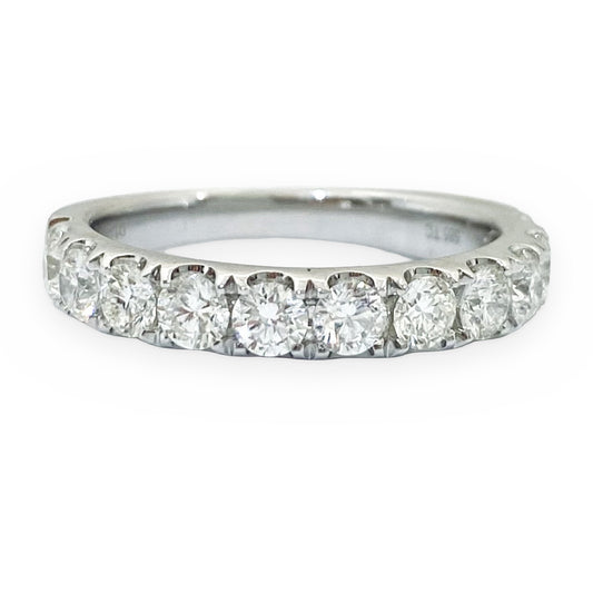 Platinum diamond wedding band with French-set round diamonds