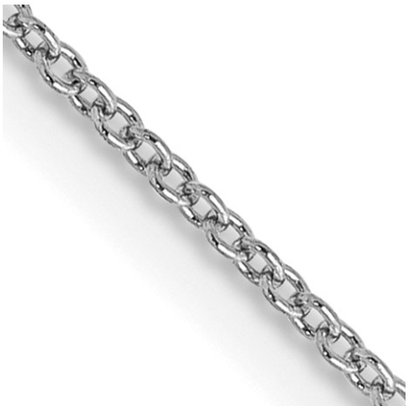 White gold round cable chain close-up detail