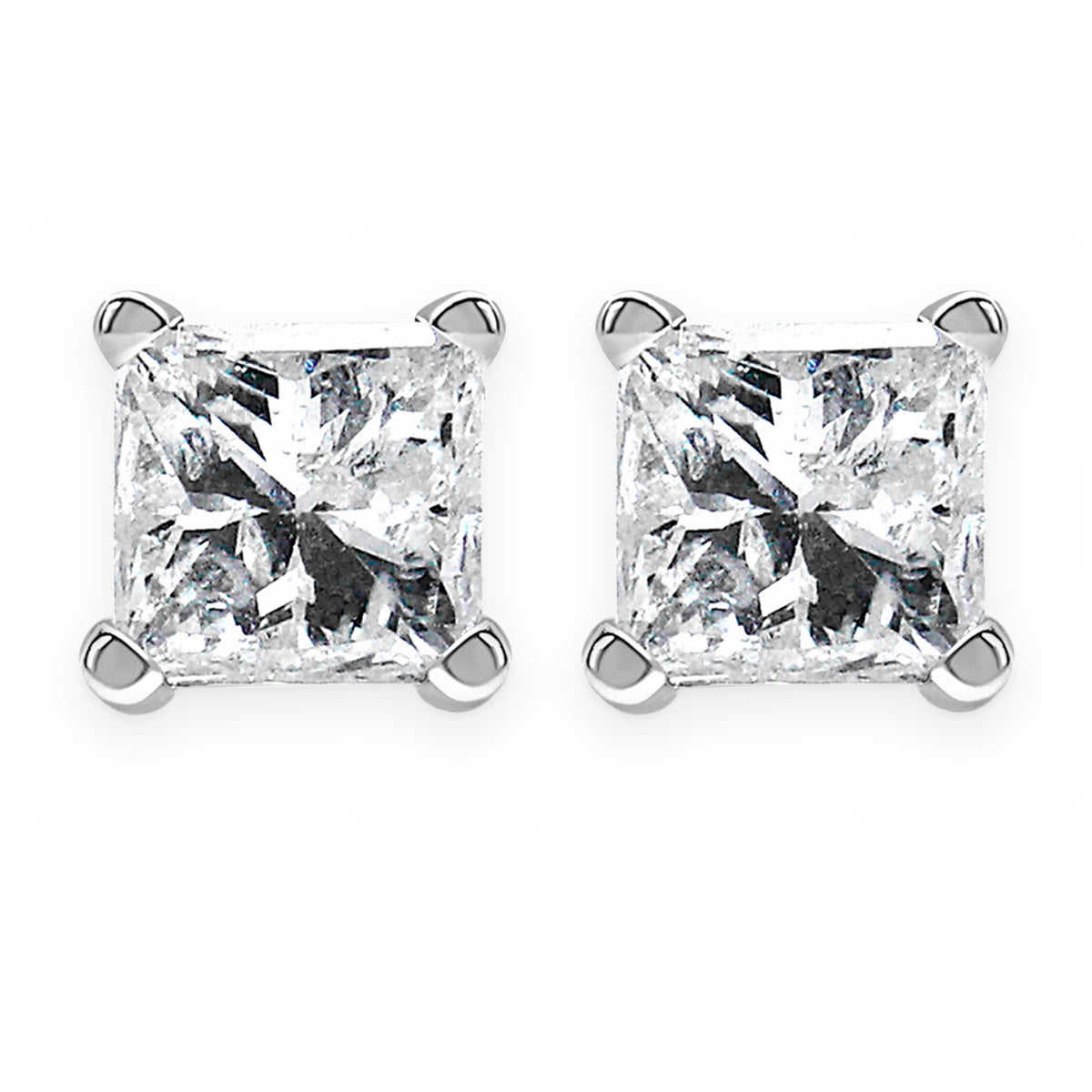 Princess-cut diamond stud earrings in white gold
