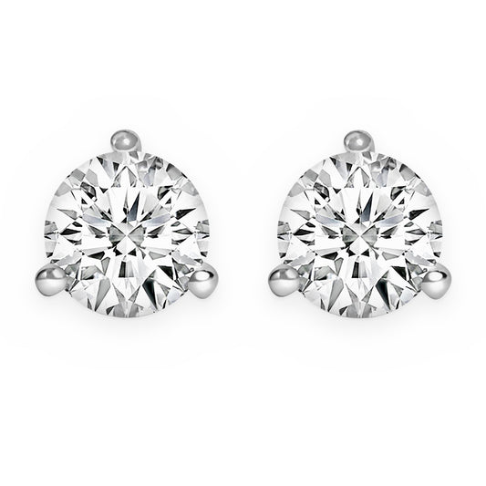 Round diamond stud earrings in white gold martini setting