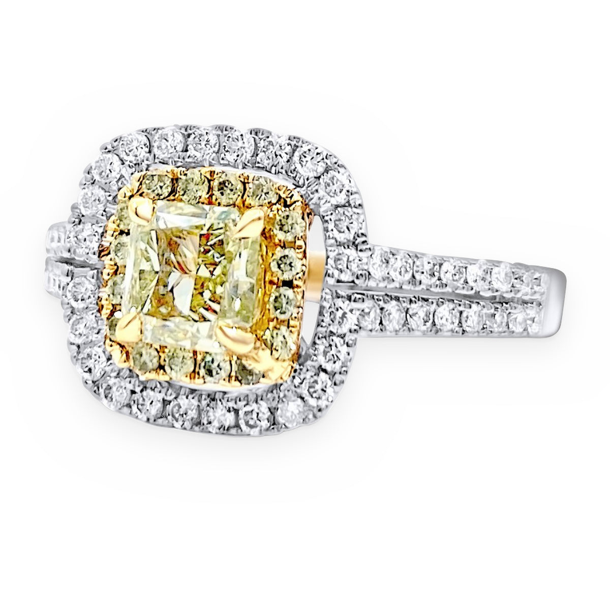 Pear-shaped diamond halo engagement ring in white gold