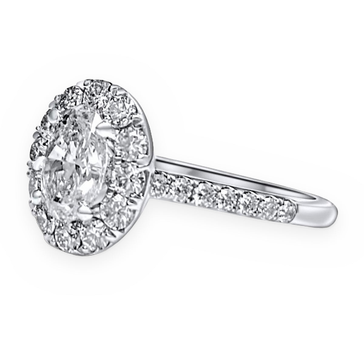 Fancy yellow radiant diamond halo ring with baguette accents