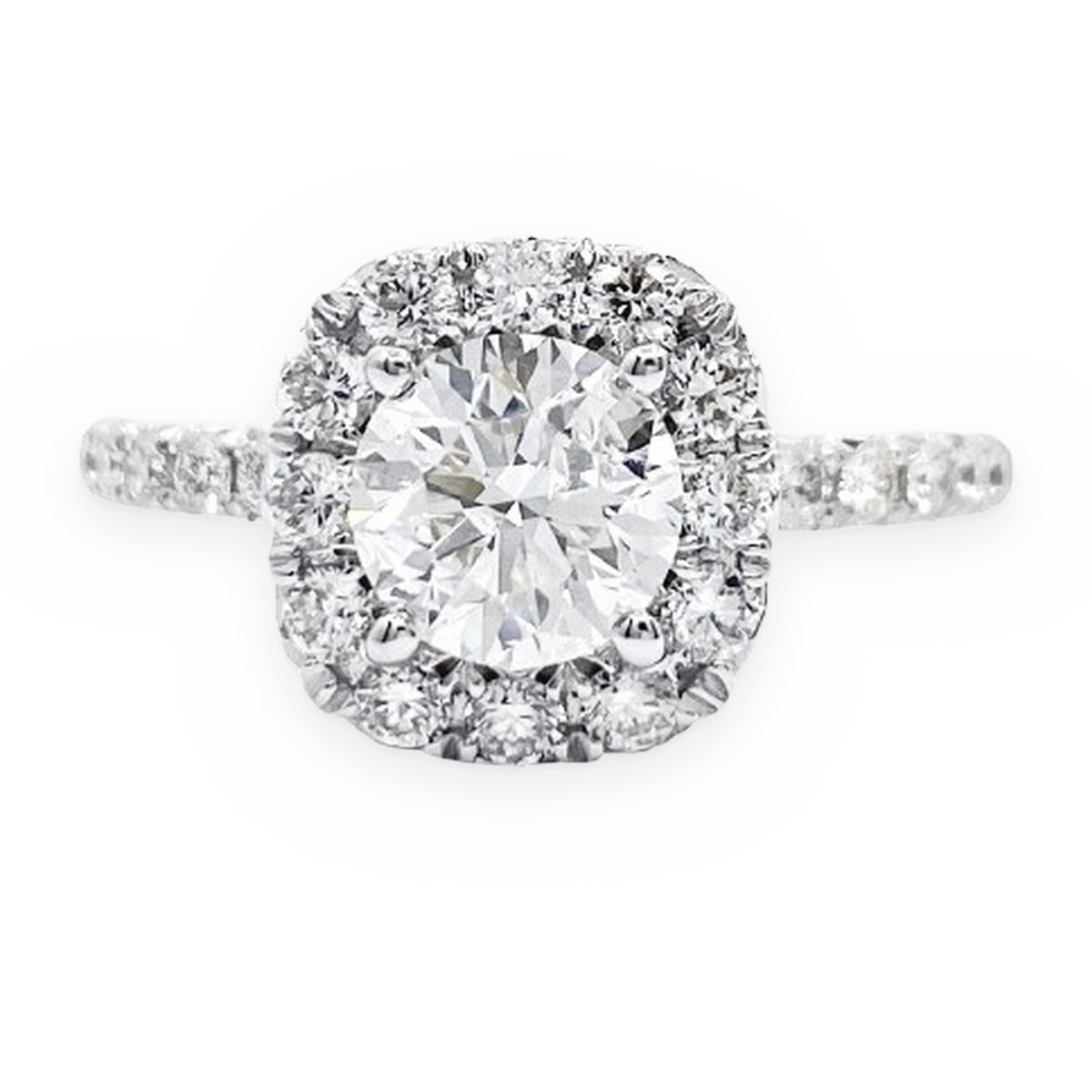 Oval diamond halo engagement ring in white gold