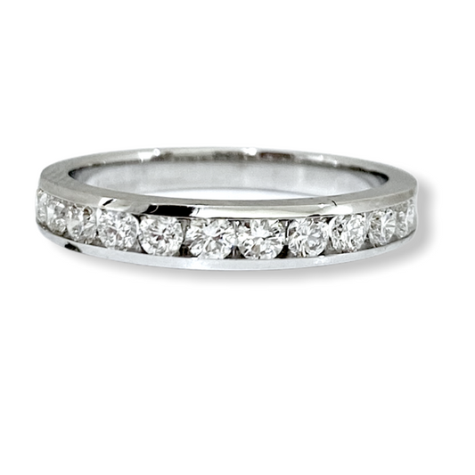 White gold channel-set round diamond wedding band