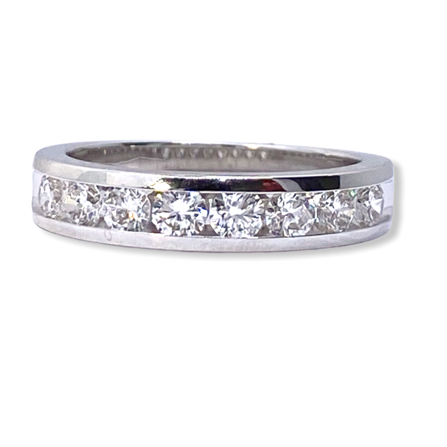 White gold channel-set round diamond wedding band