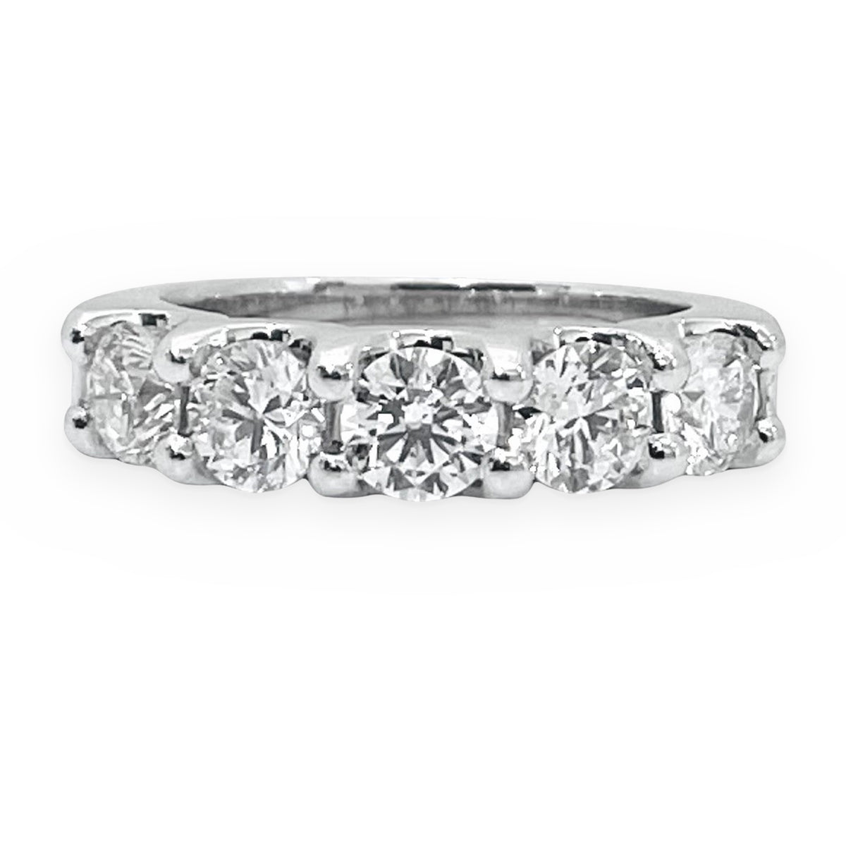 White gold five-stone round diamond band