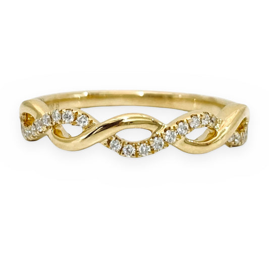 Yellow gold diamond infinity twist band