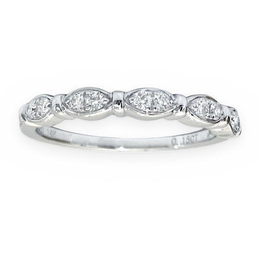 14K white gold marquise-shaped diamond cluster band