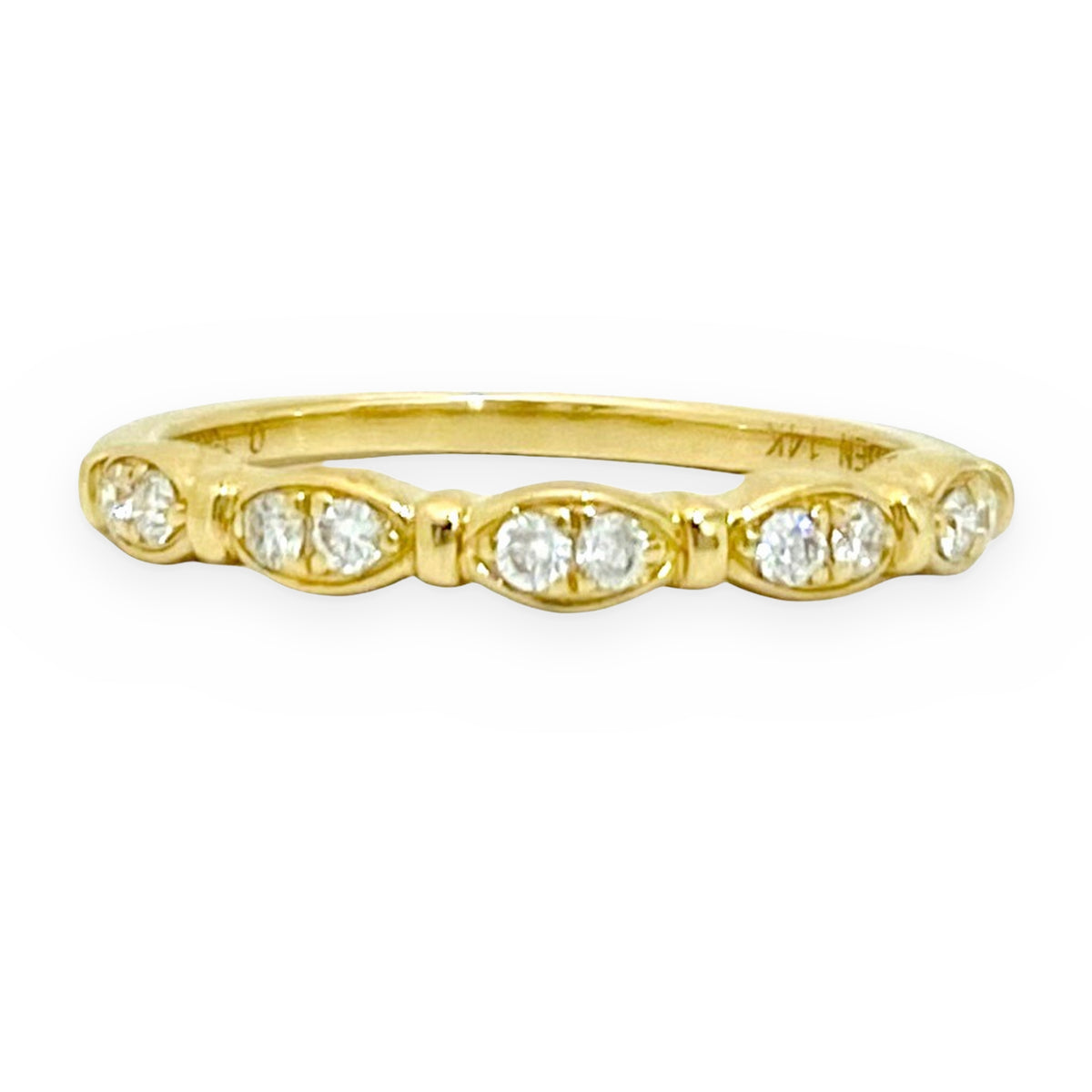 14K yellow gold marquise-station diamond band