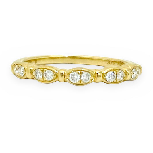 14K yellow gold marquise-station diamond band