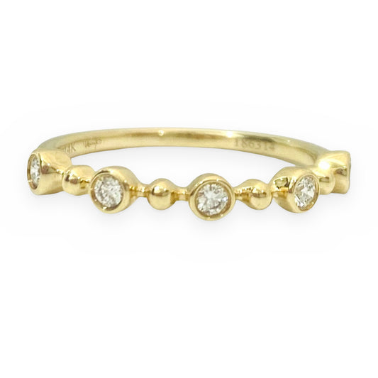 Yellow gold bezel-set round diamond stacking band