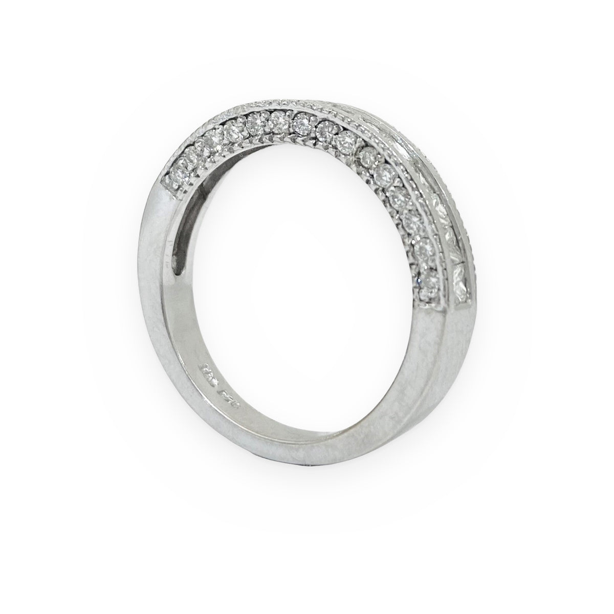 White gold princess-cut diamond band, top view