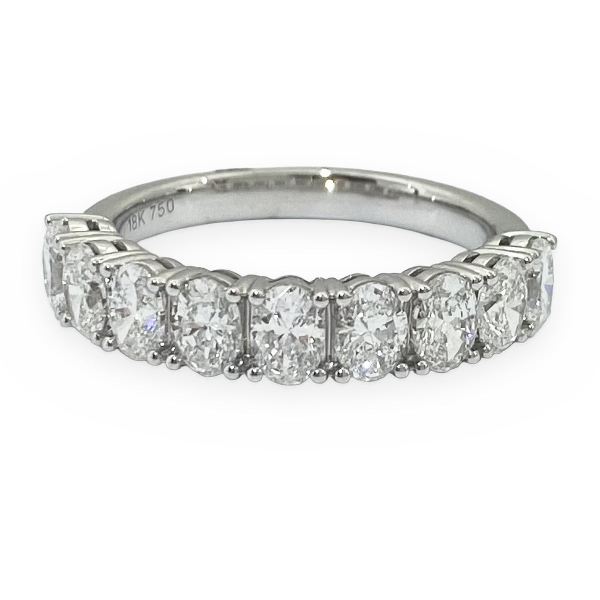 18K white gold oval diamond half-eternity band