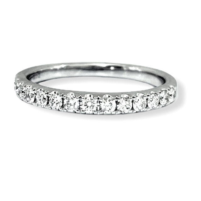 White gold pave round diamond wedding band