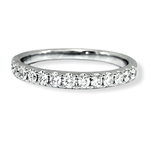 White gold pave round diamond wedding band