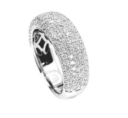 White gold pave diamond dome ring