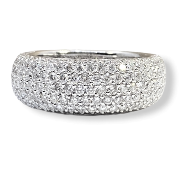 White gold pave diamond dome ring, front view