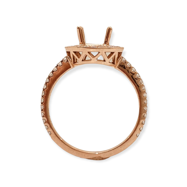 Angled view of a white gold men's diamond cluster ring stamped BEN 14K