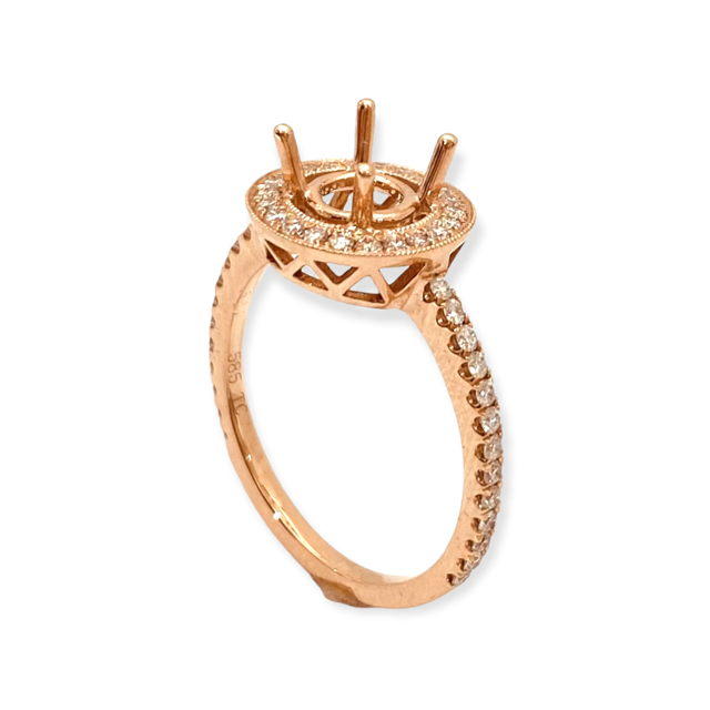 White gold men's ring with an octagonal pave diamond face and black-inlay corners