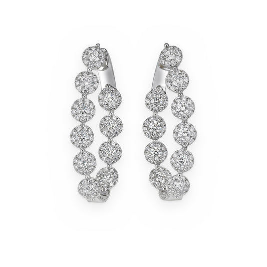 White gold diamond cluster inside-out hoop earrings