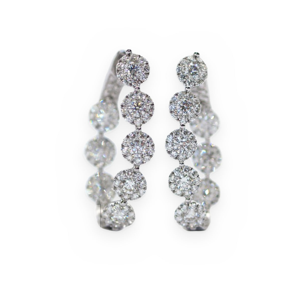 White gold inside-out diamond cluster hoop earrings