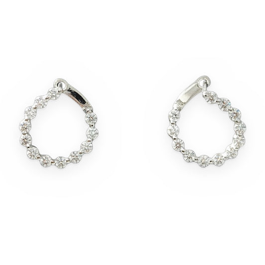 White gold open-circle diamond front-facing hoop earrings