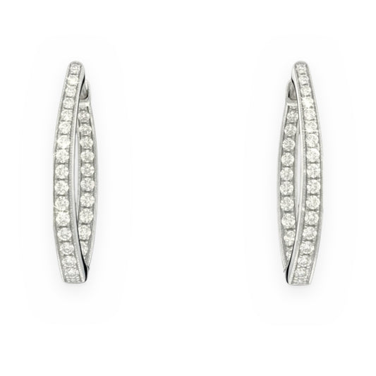 White gold marquise-shaped inside-out diamond hoop earrings