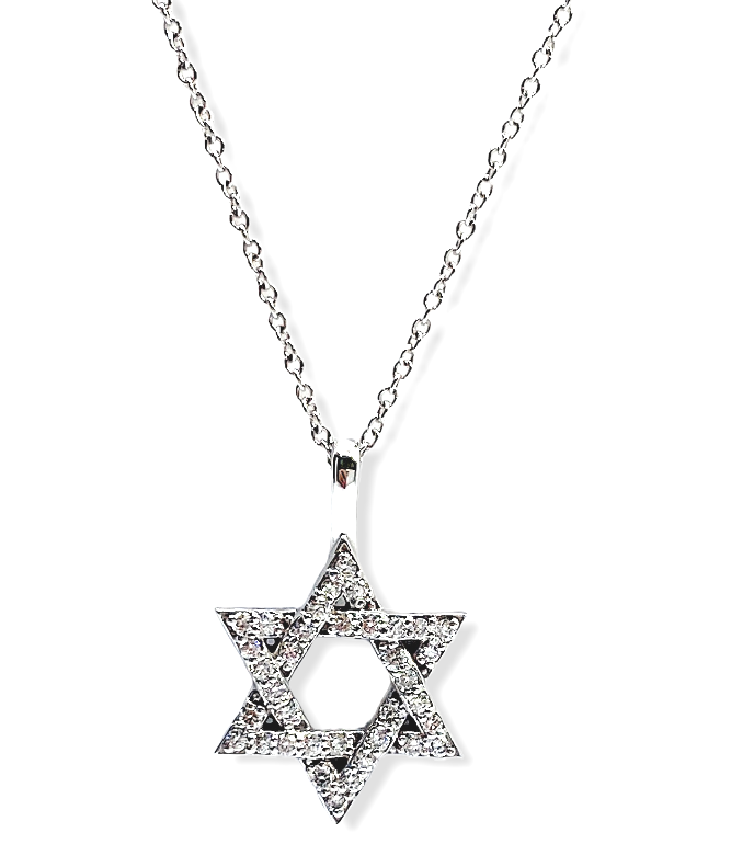 White gold diamond Star of David pendant necklace