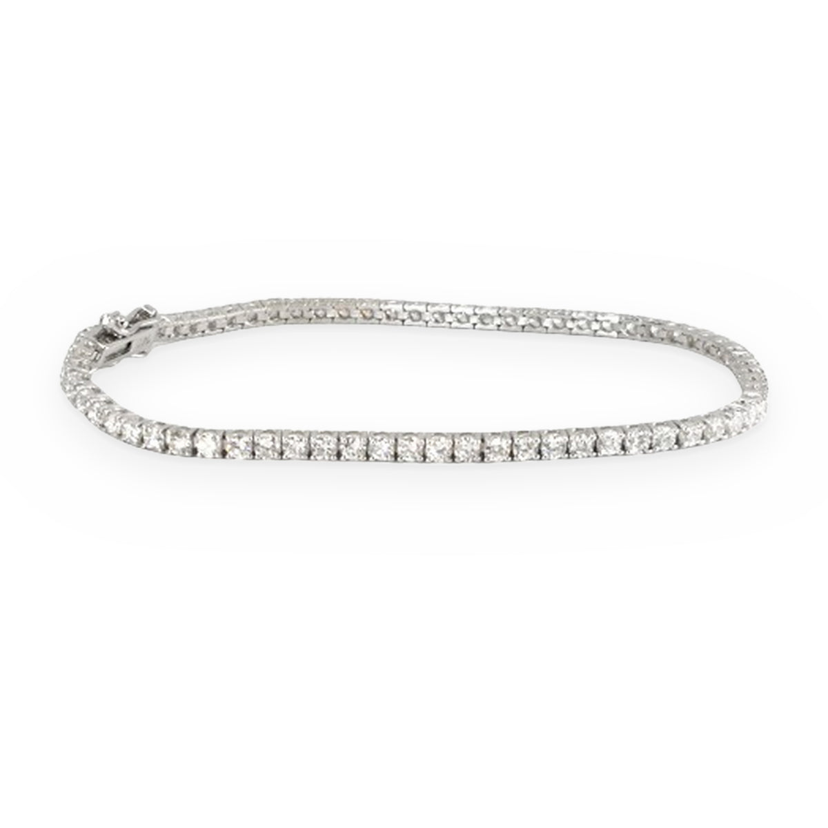 White gold diamond tennis bracelet with prong-set round diamonds