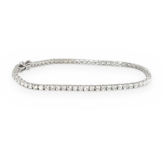 White gold diamond tennis bracelet with prong-set round diamonds