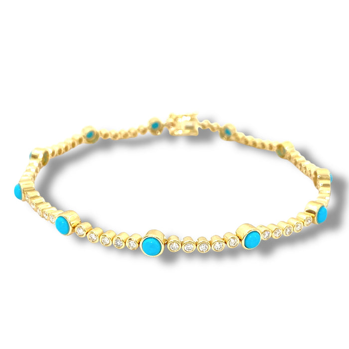 Diamond and turquoise bracelet .