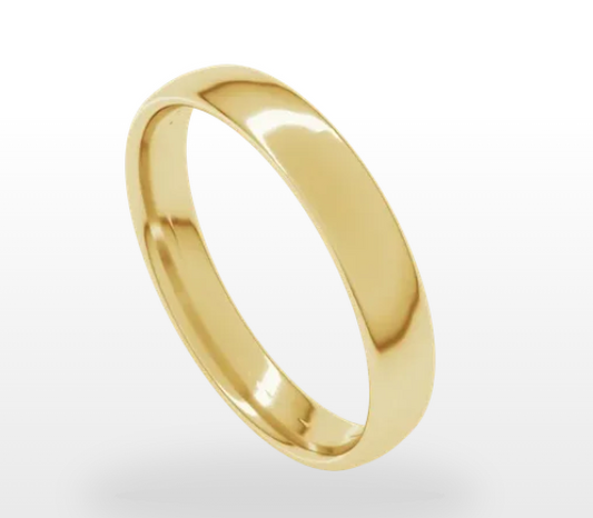 Plain polished yellow gold wedding band