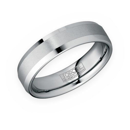 Torque cobalt men's band with brushed center stripe and polished edges
