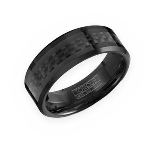 Torque black cobalt men's band with carbon fiber inlay