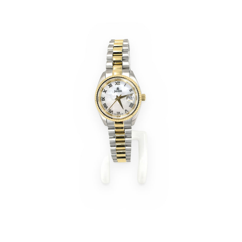 Javeri two-tone watch with mother-of-pearl Roman numeral dial