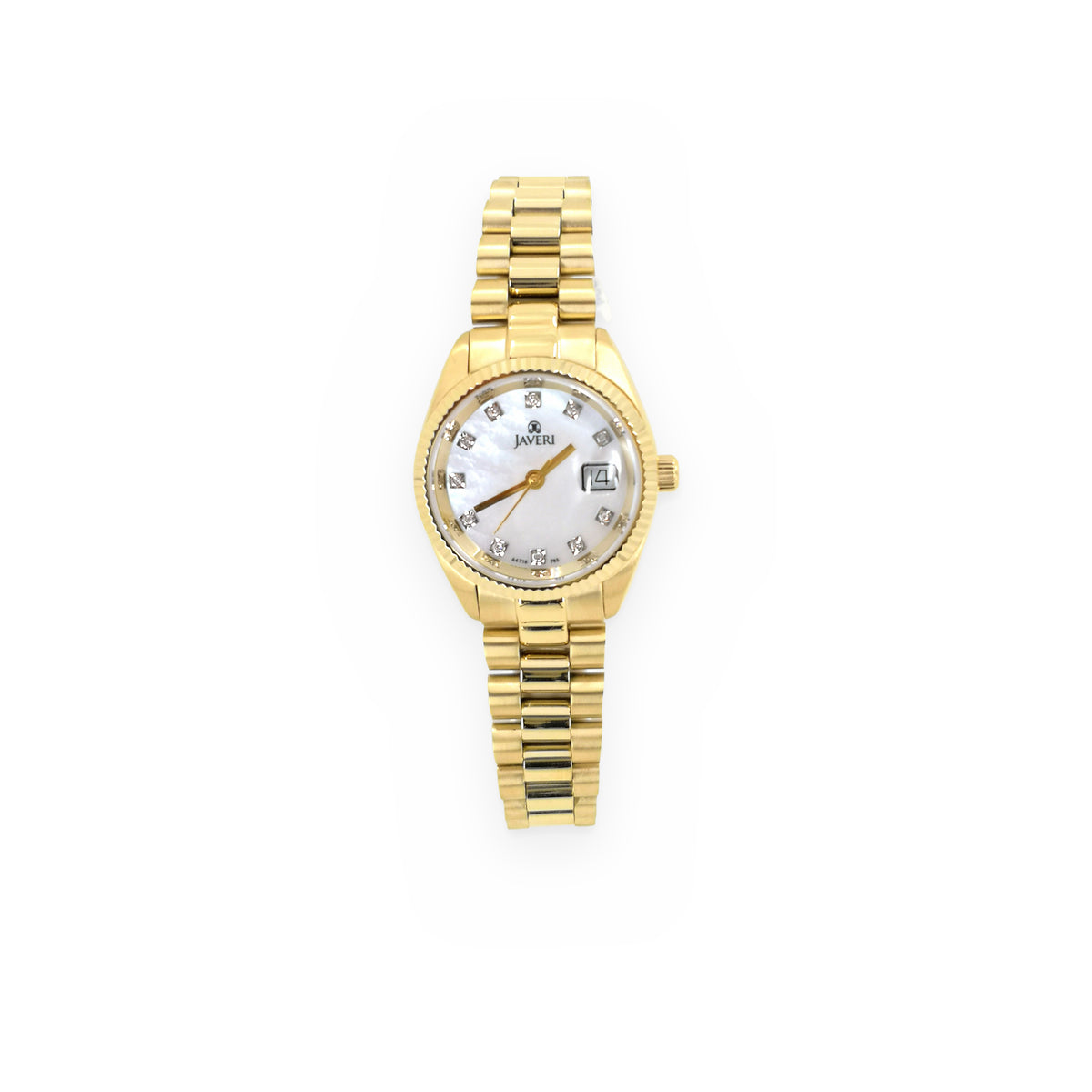 Javeri gold-tone watch with mother-of-pearl diamond-marker dial