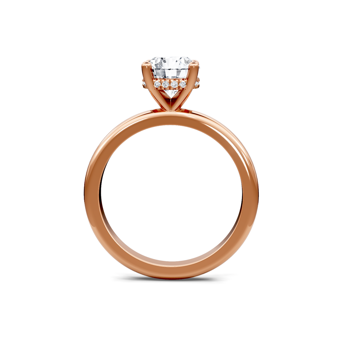 14K Rose Gold Solitaire Diamond Head Semi Mount for Round Center