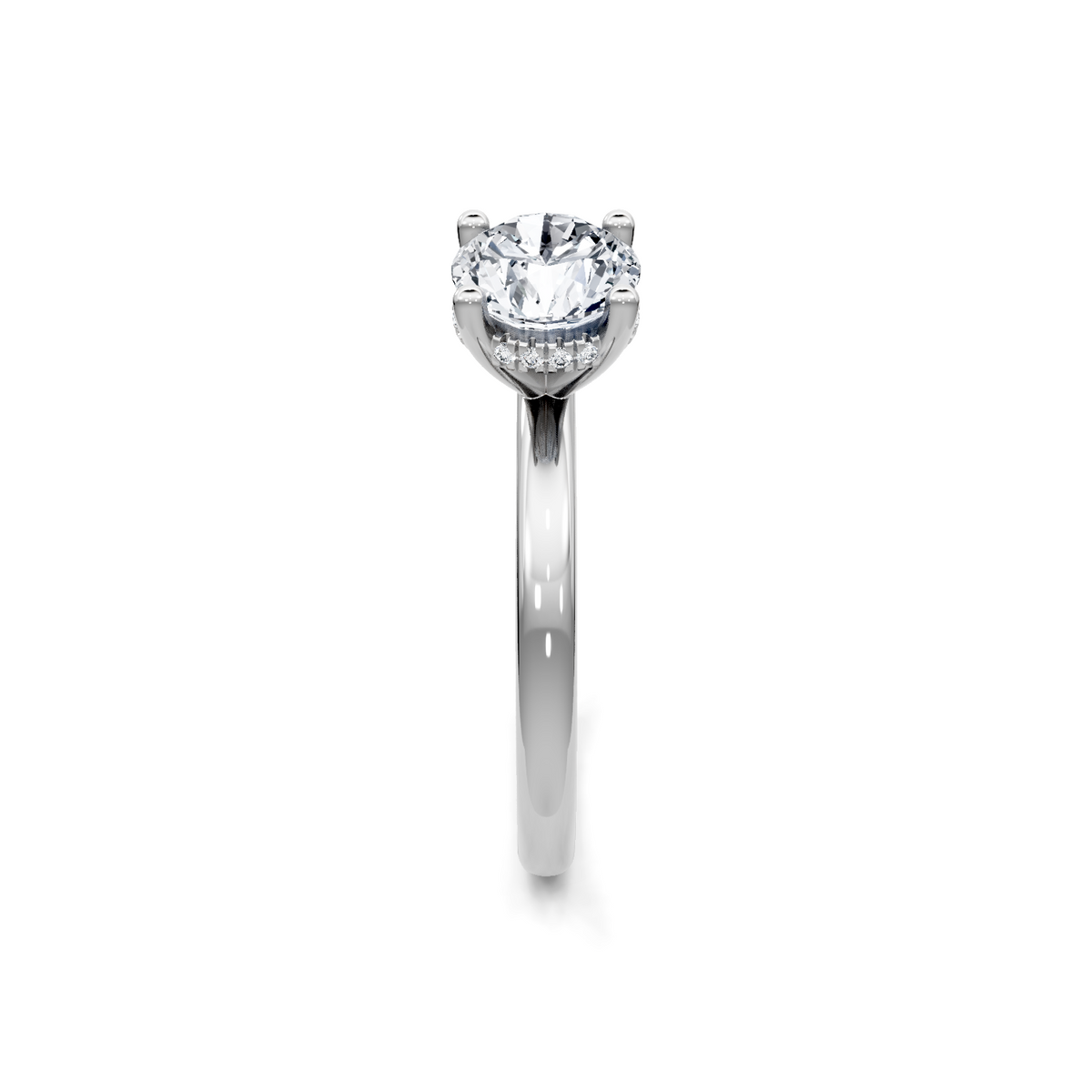 14K White Gold Solitaire Diamond Head Semi Mount for Round Center
