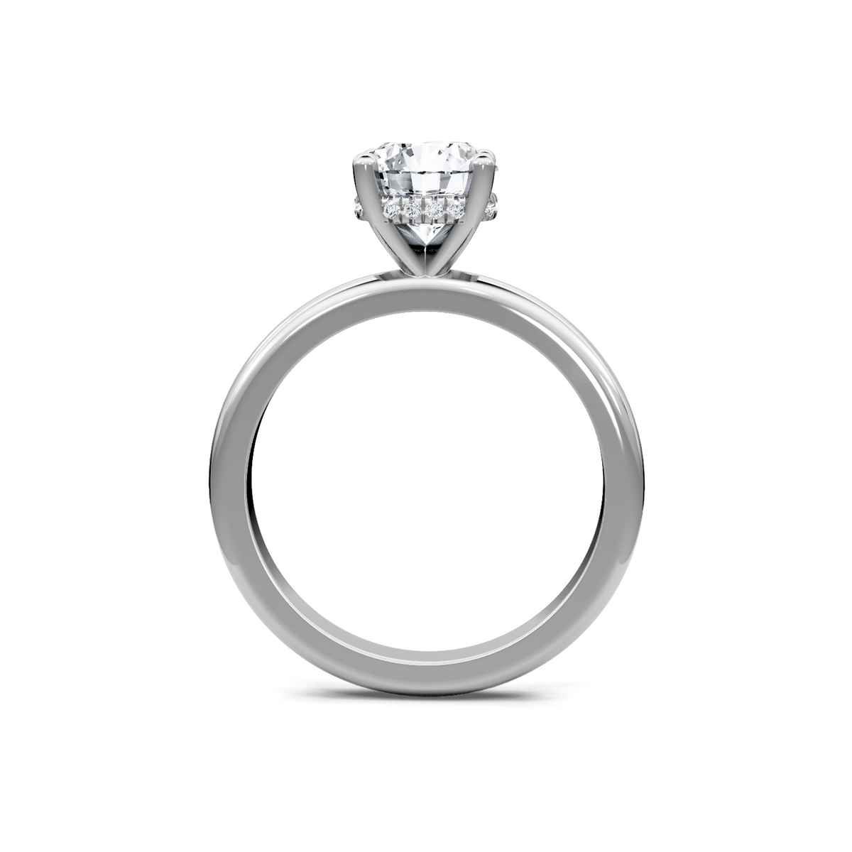 14K White Gold Solitaire Diamond Head Semi Mount for Round Center