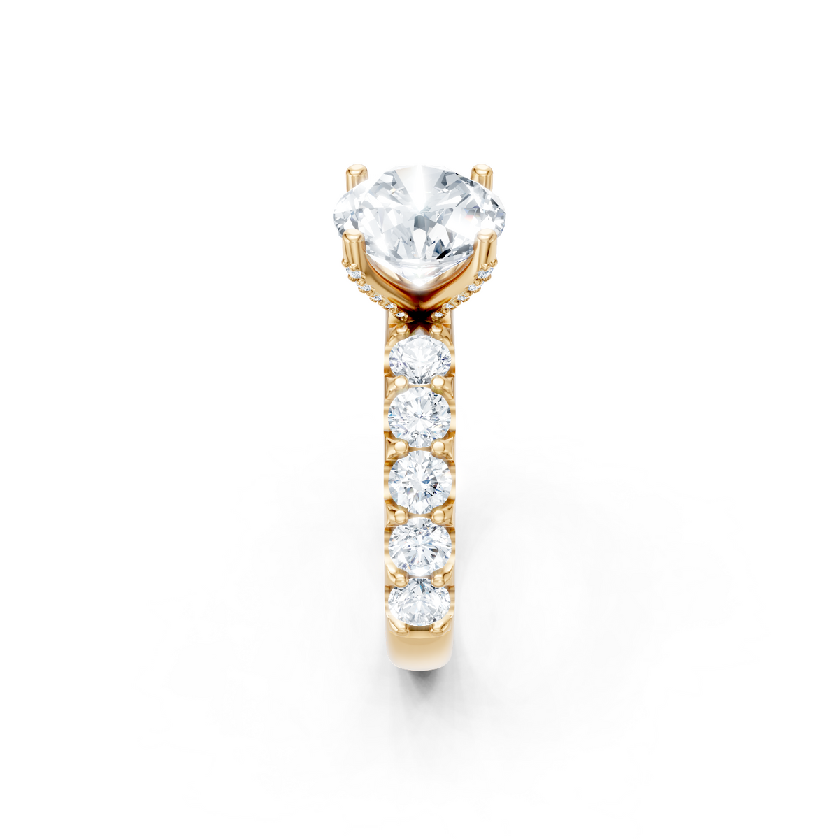 14K Yellow Gold Diamond Head Semi Mount