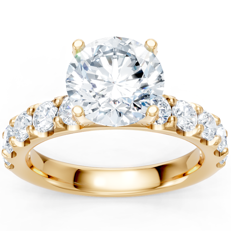 14K Yellow Gold Diamond Head Semi Mount